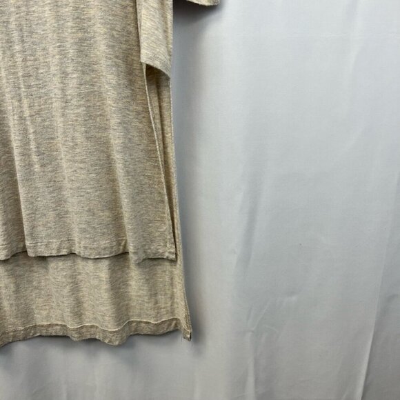 Bluheaven Womens Tunic Top Beige Heathered 3/4 Sleeve Scoop Neck High Low USA L - Picture 7 of 11